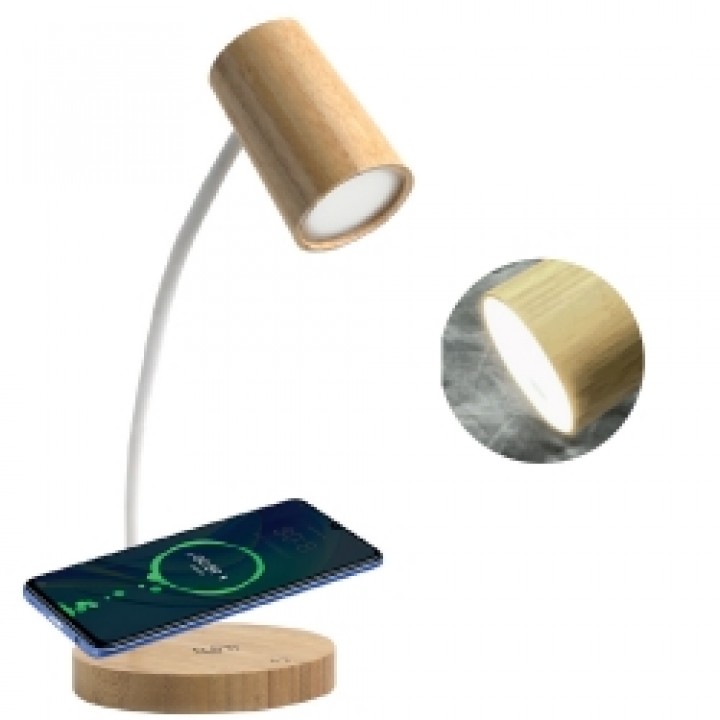 Bambu Wireless Şarjlı Masa Lambası 10W Logolu Promosyon Şarj Cihazı